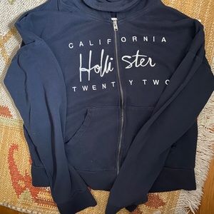 navy hollister zipper hoodie